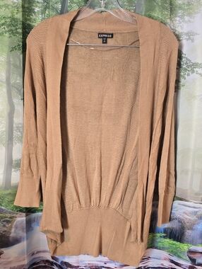 Express Open-Front Camel/Tan Lightweight Cardigan